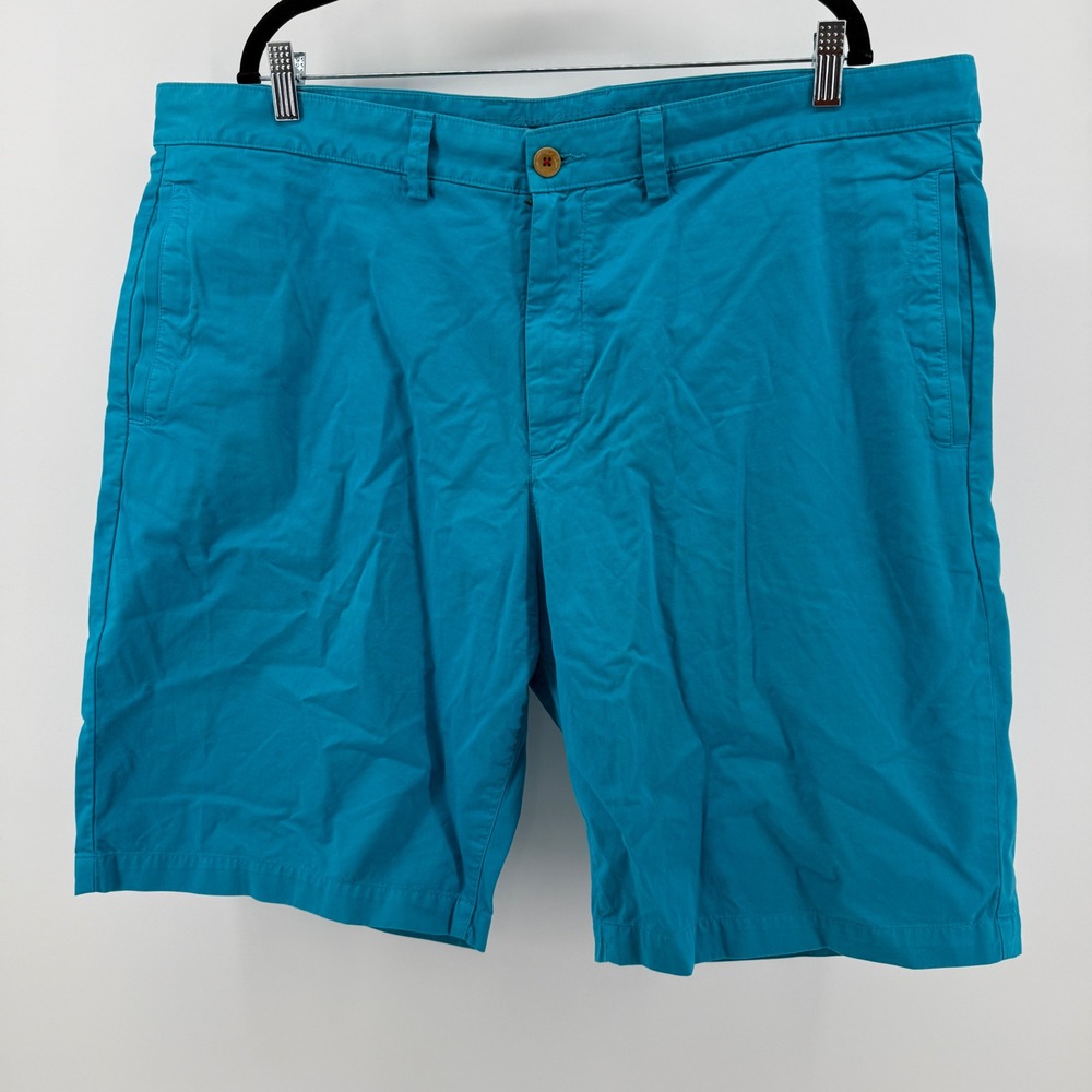 Robert Graham Mens Turquoise Blue Cotton Chino Shorts Size 42 Flat Front